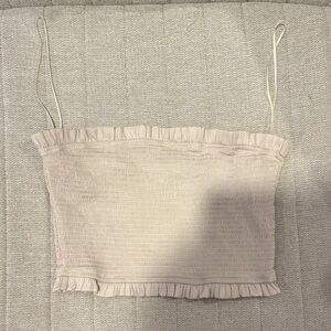 Ruffled Cream Tube Top